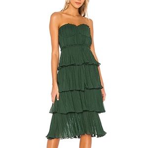 Lovers + Friends Alex Midi Dress Emerald Green